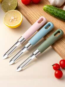 Pelador y rebanador multiusos de acero inoxidable para verduras y frutas, apto para patata, pepino, manzana, zanahoria y diversos productos - Multicolor - Ver 4