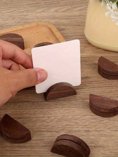 5/10pcs Elegant Wooden Table Number Holders - Semi-Circle Shape For Wedding, Beach Party, Birthday And Garden Events Dining Place Card Stands - Polished Surface, Great For Name Tags And Decor Display, Wedding Table Decor, Place Card Holders/Wedding Table Markers, Dining Table Locators