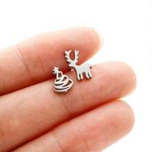 1对不锈钢小鹿圣诞树不对称耳环 小耳环 圣诞礼物首饰 - 141 - 查看 2