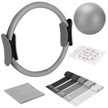 Pilates Ring Set – 14-Inch Anti-Deformation Magic Ring With Soft Handle, Mini Ball, 5 Resistance Bands, User Guide, Home Pilates Equipment - Grey - View 11