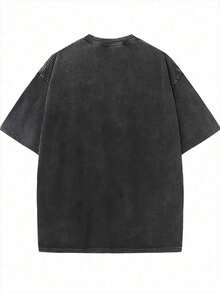 Disney Official Licensed McQueen Est.1977 Vintage Wash T-Shirt 230g Cotton Crew Neck Drop Shoulder Unisex Tee - 黑色 - 查看 5