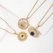 1 chiếc mặt dây chuyền hình mắt quỷ bằng đồng mạ vàng 18k đính đá Zirconia nhiều màu sắc, trang sức cao cấp, thiết kế tối giản, món quà thanh lịch dành cho phụ nữ. - Vàng - Xem 2