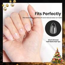 Beetles Soft Gel Nail Tips Short Almond 288pcs In 12 Sizes, Etch-X Pre-Etched Full Cover Acrylic Fake Nails Art - Almond Short 576pcs (Etch X Nail Tips) - View 5