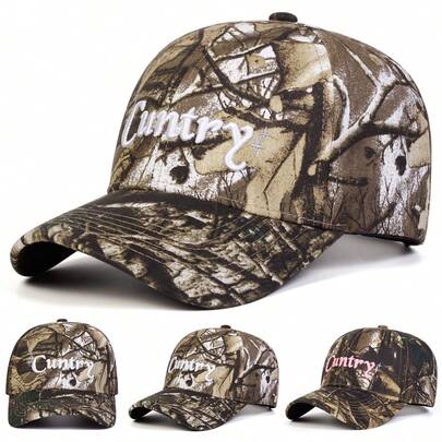 1pc Men's CUNTRY Letter Embroidered Baseball Cap, Street Fashion Hat, Outdoor Sun Protection Casual Cap For Spring Autumn Travel Beach Holiday