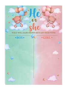1 Bộ trò chơi tiết lộ giới tính, bảng bầu chọn hình gấu bông dễ thương kèm 36 nhãn dán, phụ kiện trò chơi tiệc mừng em bé trai hay gái, đồ trang trí tiệc tương tác tiết lộ giới tính. - Nhiều màu - Xem 5