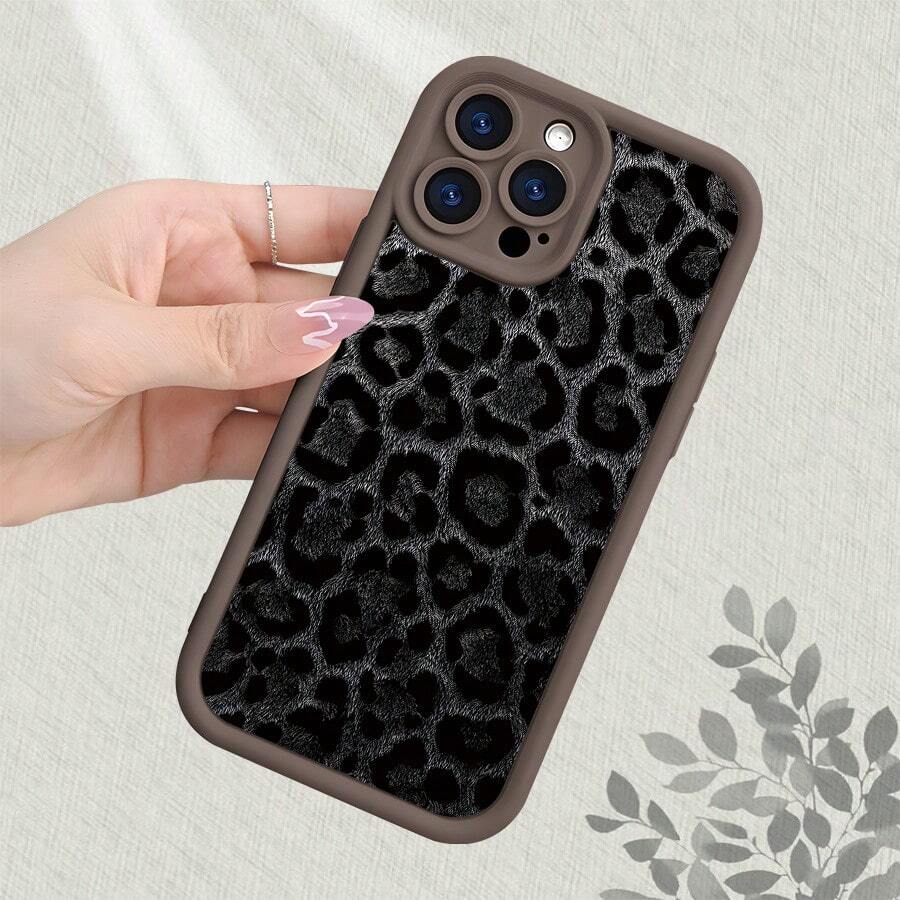 Leopard Print Phone Case With Matte Finish, Stylish & Premium Feel, Shockproof & Scratch-Resistant, Comfortable Grip, Compatible With IPhone 17, 16, 15, 14, 13, 12, 11, 7, X Series - Pink - View 1