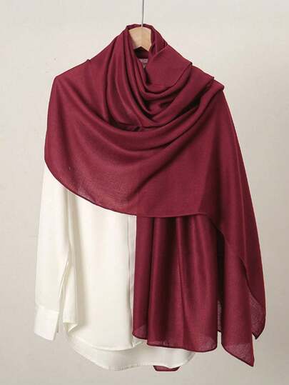 1pc Solid Color Minimalist Versatile Scarf Shawl, Unisex Long Wrap, Suitable For Autumn/Winter