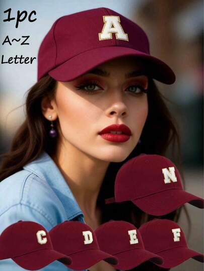 This Maroon Unisex Baseball Cap Is Decorated With 26 Gold-Edged Embroidered Letters And Features An Adjustable Brim, Making It Very Suitable For Outdoor Use. It Is Perfect For Year-Round Travel, Beach Vacations, Sports, Fishing, And Other Occasions. Designed In The Y2K Style, This Cap Can Be Worn As A Dad Hat Or A Couple's Hat, Making It An Ideal Gift Choice.