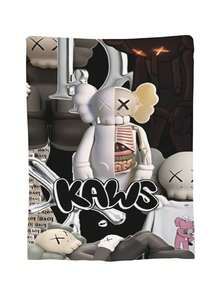 Kawss Kawaii Kaw Blanket Luxury Anime Flannel Blanket - Ultra Soft Cartoon Print, The Perfect Gift For Any Occasion, Christmas, Birthday, For Home, Camping & Travel Use - Black - View 4