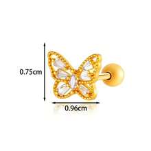 1枚锆石蝴蝶耳软骨耳钉，时尚不锈钢螺丝耳钉，适合女士夏季假期日常佩戴，Y2K时尚耳环，黄金首饰，母亲节礼物，开斋节礼物 - 銀色 - 查看 5