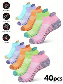 20 Pairs Women Black White Grey Ankle Socks, Fashion Minimalist Short Socks - Multicolor - View 1