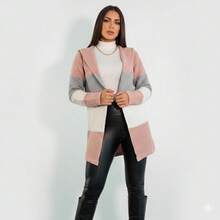Cardigan Feminino De Inverno Em Tricô Sobretudo Feminino Quentinho - Rosê tricolor - Visão 3