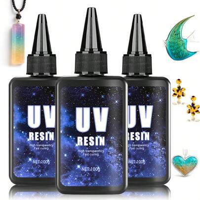 100ml/200ml/300ml/400ml/500ml Resina UV, transparente de curado rápido, inodora, de baja viscosidad y de tipo duro, resina UV adecuada para la fabricación de joyas DIY, moldeado y recubrimiento de manualidades