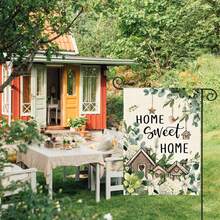 30.48 X 45.72 Cm Double-Sided Sweet Home Bird House Spring Floral House Flag, Seasonal Eucalyptus Flower Outdoor Garden Flag - 30.48 X 45.72 cm - View 4
