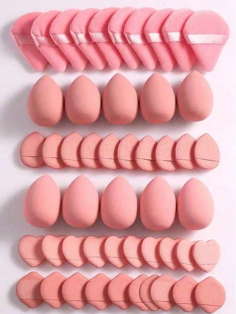 50-10pcs Makeup Sponge Set, Makeup Blender, Professional Makeup Blending Sponge Wholesale, Hoarding, Super Soft Concealer Sponge, Facial Makeup Tools, Suitable For Foundation, Powder, Toner - Pink - View 1