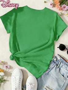 Disney Women's T-Shirt,Disney Ladies T-Shirt Featuring Classic Disney ARIEL Princesses Patterns, Made Of Soft, Comfortable And Durable Fabric. A Spring/Summer Round-Neck Short-Sleeved T-Shirt, Suitable For Daily Wear, Shopping,St. Patrick's Day, Traveling And Party Outfits. Also A Wonderful Gift,Multiple Colors Are Available For Selection. - Vert - Voir 2