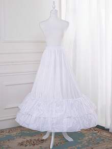 2-Hoop Puff Skirt Underskirt, Fluffy Mesh Hem, Suitable For Competition Dresses, A-Line Ultra Puffy Lining Skirt, Bell-Shaped Voluminous Design - White - View 7