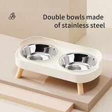 Stainless Steel Elevated Double Bowl Pet Feeder | Anti-Splash Neck Protection Cat Dog Feeding Bowl With Stand | Small Dog Cat Bowls | Detachable Easy Clean Water Food Bowl - 800ml - View 6