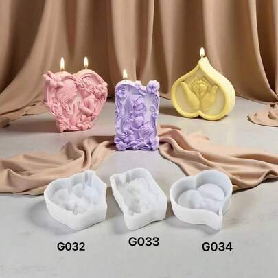 3D Heart-Shaped Mother & Daughter Hug, Love Handprint Aromatherapy Candle Silicone Mold, DIY Embossed Floral Soap, Resin Crafts Home Decor Mold