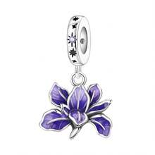 CYMYSS 1pc Elegant 925 Silver Plated Artificial Zirconia Purple Iris Flower Pendant, Women Gift For Valentine's Day/Mother's Day - Multicolor - View 2
