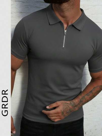  GRDR 男士纯色短袖拉链休闲百搭T恤