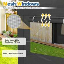 JAMFLY Carport, Heavy Duty Carport With Roll-Up Windows, Portable Garage With Removable Sidewalls & Doors, Car Canopy With Sandbags And All-Season Tarp For Car Boat Truck Motorcycle - 深灰色 - 查看 9