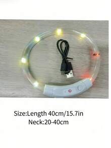 1件 LED可充電發光寵物項圈，七色光 3種照明模式，夜間可見，確保寵物能見度，節慶氛圍項圈，適合小型、中型和大型貓狗 - 彩色 - 查看 13