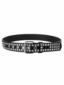 1件朋克风铆钉腰带，多功能腰带，饰有金属方形金字塔铆钉，男女通用 - 腰帶 - 查看 5