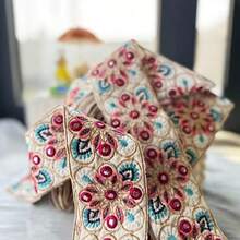 Elegant High-End Embroidery, Exquisite Floral Patterns, Lace Decoration, Shiny Golden Threads, Fuchsia Fabric With Sequins, Suitable For DIY Sewing And Knitting Crafts - Elegant Style - View 4