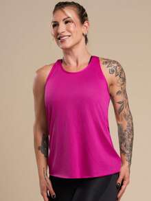 Women's Basic Plain Tank Top, Racerback Style, Mesh, Gym/Running T-Shirt, Lightweight Fabric, DRB Modas - Pink - View 2