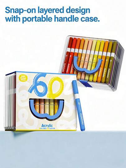 24/36/48/60 Colors Acrylic Marker Pen Set, Suitable For Stone Painting, Wood, Ceramic, Glass, Handicrafts And Professional Art Supplies