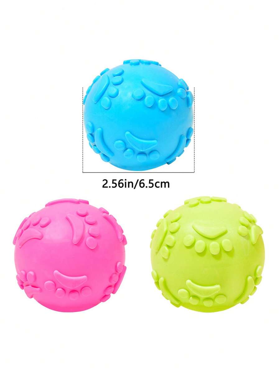 发声球形狗狗玩具，爪印图案，耐用耐嚼，宠物牙齿护理球 - 彩色 - 查看 1