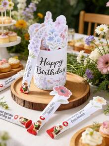 23张野花图案巧克力包装纸，春季野花风格礼品包装纸，巧克力糖果包装用品，野花主题生日派对装饰，春季野花主题生日派对装饰，巧克力糖果礼品包装，适用于婚礼、生日、婴儿派对、母亲节、生日派对用品、生日礼物、派对回礼 - 野花 - 查看 2