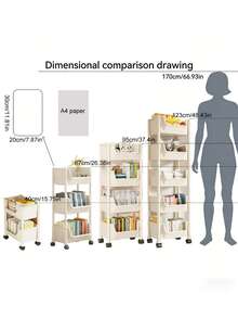 紧凑型滚动储物架，多层落地玩具收纳整理架，家用带轮儿童卧室书架，移动储物单元 - 白色塑料多层滚动储物架，适用于客厅、卧室或宿舍 - 非常适合整理书籍。 - 彩色 - 查看 6