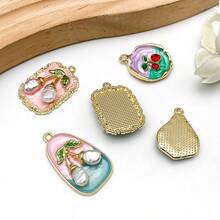 2/5pcs Elegant Cherry Enamel Charms Cute Cherry Necklaces Pendants Earrings Charms For Jewelry Making Bracelets Necklaces Earrings Keychains DIY Crafts - Multicolor - View 4