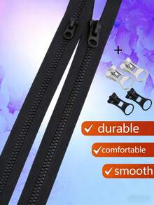 #8 Black Separating Single Pull Zippers, Sturdy Wear-Resistant & Smooth-Glide Zippers For Jackets, Coats, Bags, Backpacks, Wallets, Adult & Kids Clothing, DIY Craft Projects,70-100cm - C-Black - View 5