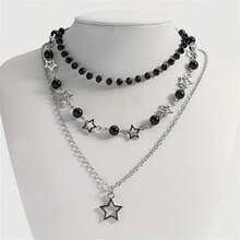 3 Stylish Punk Retro Pentagram Pearl Beaded Star Pendant Necklaces - 款式1 - 查看 11