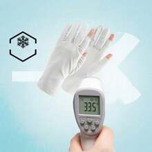 1只装轻薄透气露指手套，男女通用夏季防紫外线驾驶骑行户外触屏手套，冰爽轻便 - 彩色 - 查看 3