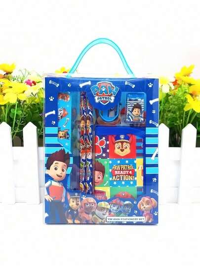  1 Set Paw Patrol Stationery Gift Box Set, Suitable For Boys And Girls, Elementary School Students Learning Supplies - Pencils, Erasers, Pencil Sharpeners, Coin Purse, Ruler, Back To School/Holiday Gift