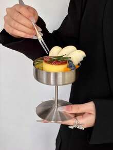 1个极简主义不锈钢冰淇淋杯、布丁杯、高脚甜点杯、冷饮果汁杯 - 彩色 - 查看 5