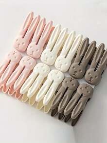 12pcs Thick Windproof Rabbit-Shaped Clothespins With Ultra-Strong Grip For Laundry And Drying, Plastic Clothes Clips Ideal For Room, Dorm, Balcony, And Closet Organization; Multi-Purpose Household Hangers For Garments, Towels, Skirts, And Accessories; Cute Design, Rust-Resistant, Easy Release, Secure Hold, High-Performance Laundry Clip Set - View 6