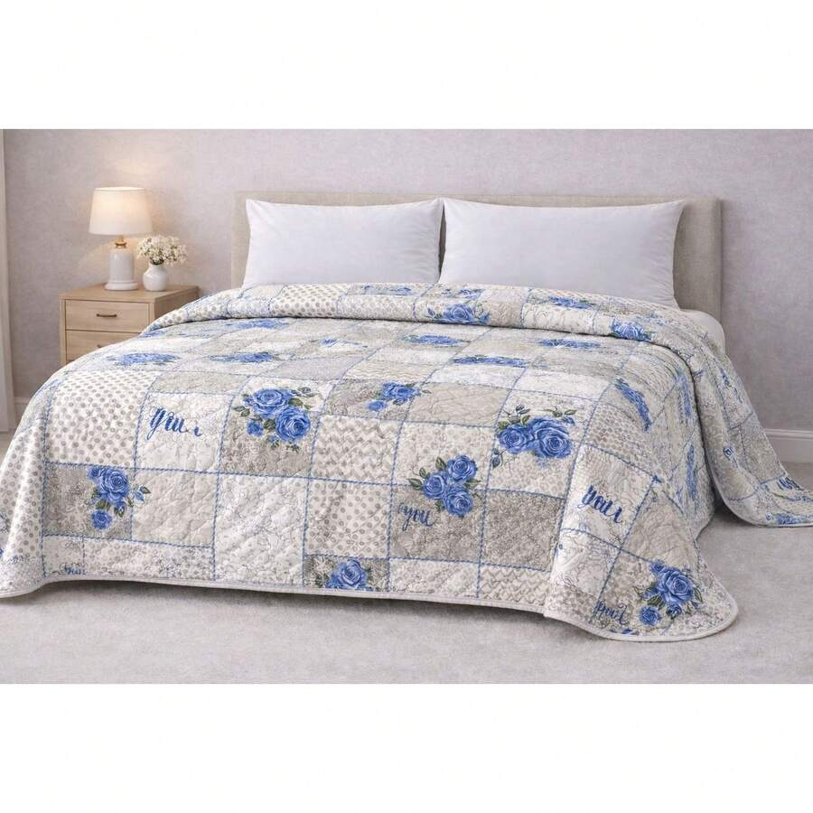 100% Cotton Quilt Bedspread – Lightweight Multi-Purpose Coverlet – All Season – Made In Turkey - Multicolor - View 1