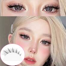 7 Pairs Cartoon Style False Eyelashes, Faux Mink, Cosplay, Cat Eye Makeup, Anime, Extended Winged, Strip Lashes - Black - View 4