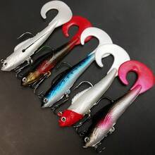 5件装钓鱼路亚饵，带铅头钩，软体泳饵，人工饵，适用于鲈鱼 - 彩色 - 查看 3