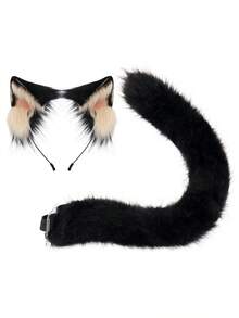 Cat Ear Headband & Tail Set, Fox Ear Headband & Tail Set, Cute Cat & Fox Themed Costume Set For Women - Multicolor - View 2