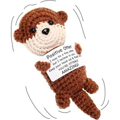 1pc Mini Cute Crochet Otter Emotional Crochet Animal Otter Gift, Crochet Otter Doll Suitable For Birthday, Christmas, Anniversary, White Elephant Party, Graduation, Or Just Because! Give A Happy Surprise To Friends, Colleagues, Family, Students Or Anyone Who Loves Otters Who Need Encouragement!