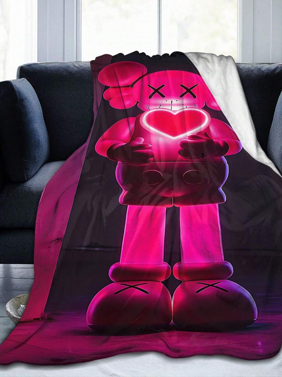 Kawss Kawaii Kaw Blanket Luxury Anime Flannel Blanket - Ultra Soft Cartoon Print, The Perfect Gift For Any Occasion, Christmas, Birthday, For Home, Camping & Travel Use - 黑色 - 查看 1