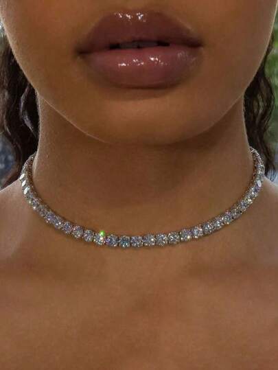 1pcsElegant Rhinestone Choker Necklace For Women