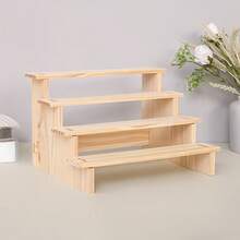 1pc Wooden Figurine Display Rack, Blind Box Doll Stand, Jewelry Holder, Antique Collection, Stone Display Rack, Bracelet Accessory Stand, Perfume Rack, Jewelry Display Shelf - Wood Color - View 2