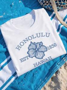 Teen Girl Cartoon Floral Print Crew Neck T-Shirts Spring And Summer Girl's Casual Tee Soft Tops - White - View 7